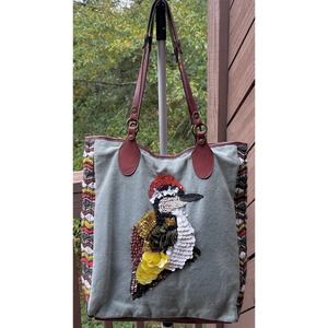 Anthropologie Sequined Bird Tote Shoulder Bag Ms. Albright